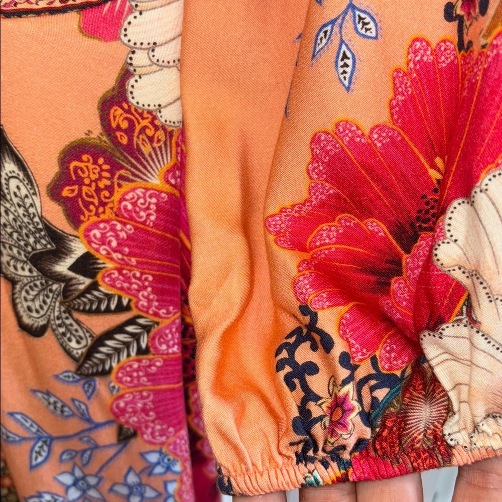 FARM RIO FOR ANTHROPOLOGY TOPANGA BOHO HIPPIE MINI MULTICOLORED FLORAL DRESS SM - Picture 10 of 14